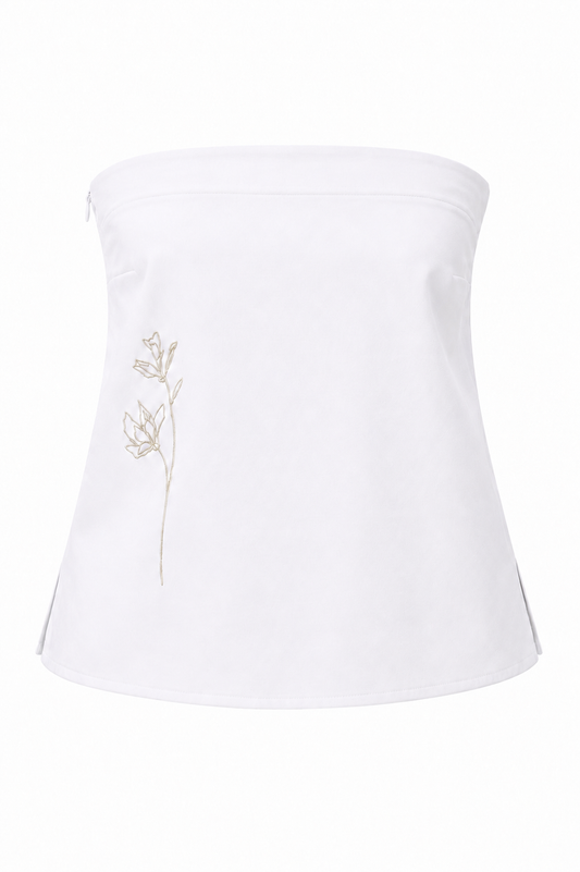 White Flower Strapless Top