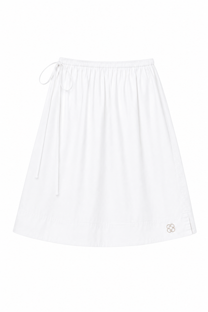 White Midi Tie Skirt