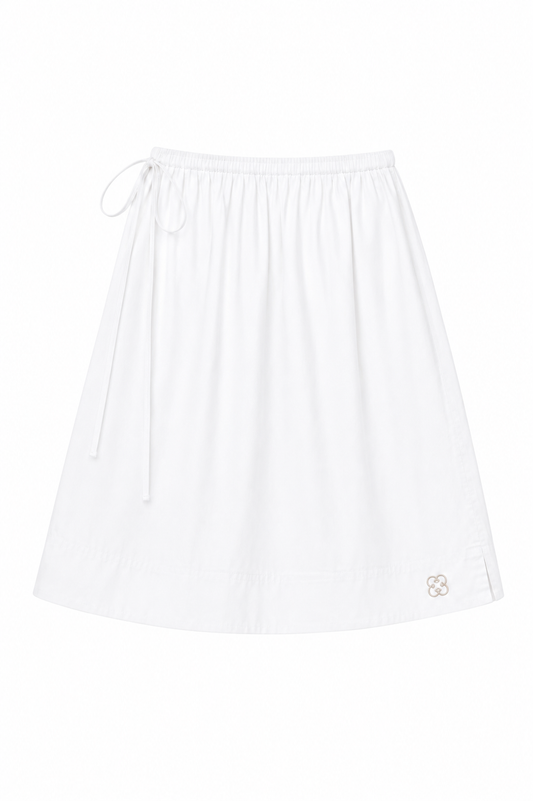 White Midi Tie Skirt