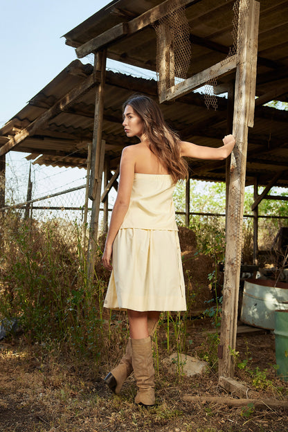 Yellow Flower Strapless Top
