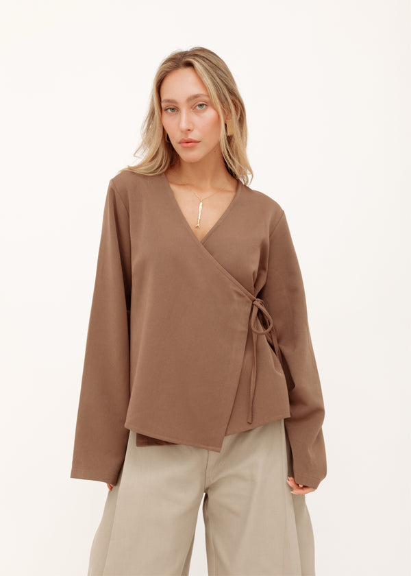 Brown Wrap Top