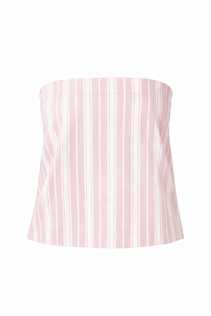 Pink Stripe Strapless Top