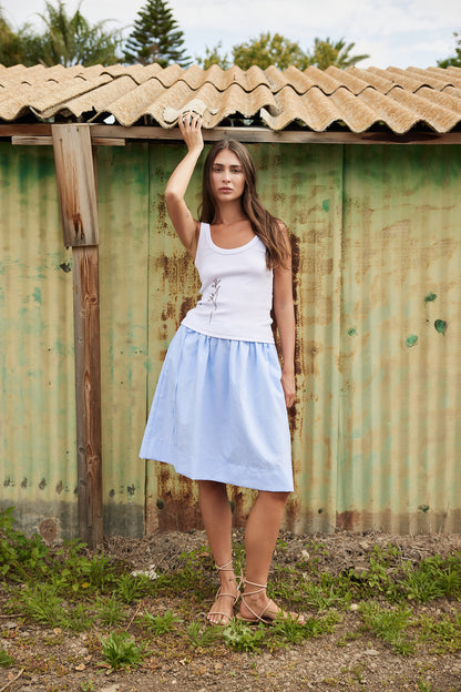 Blue Midi Tie Skirt