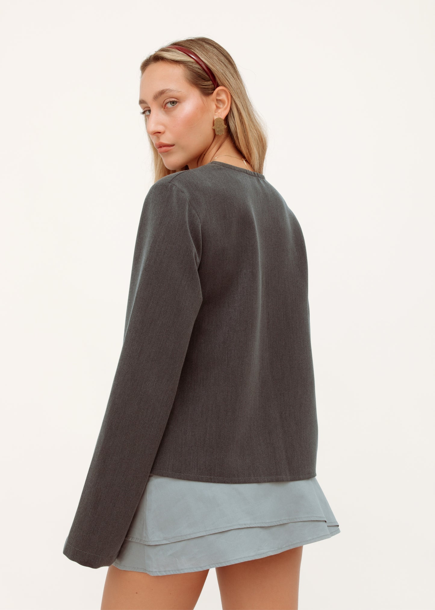 Grey Wrap Top