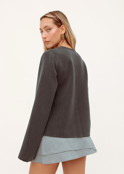Grey Wrap Top