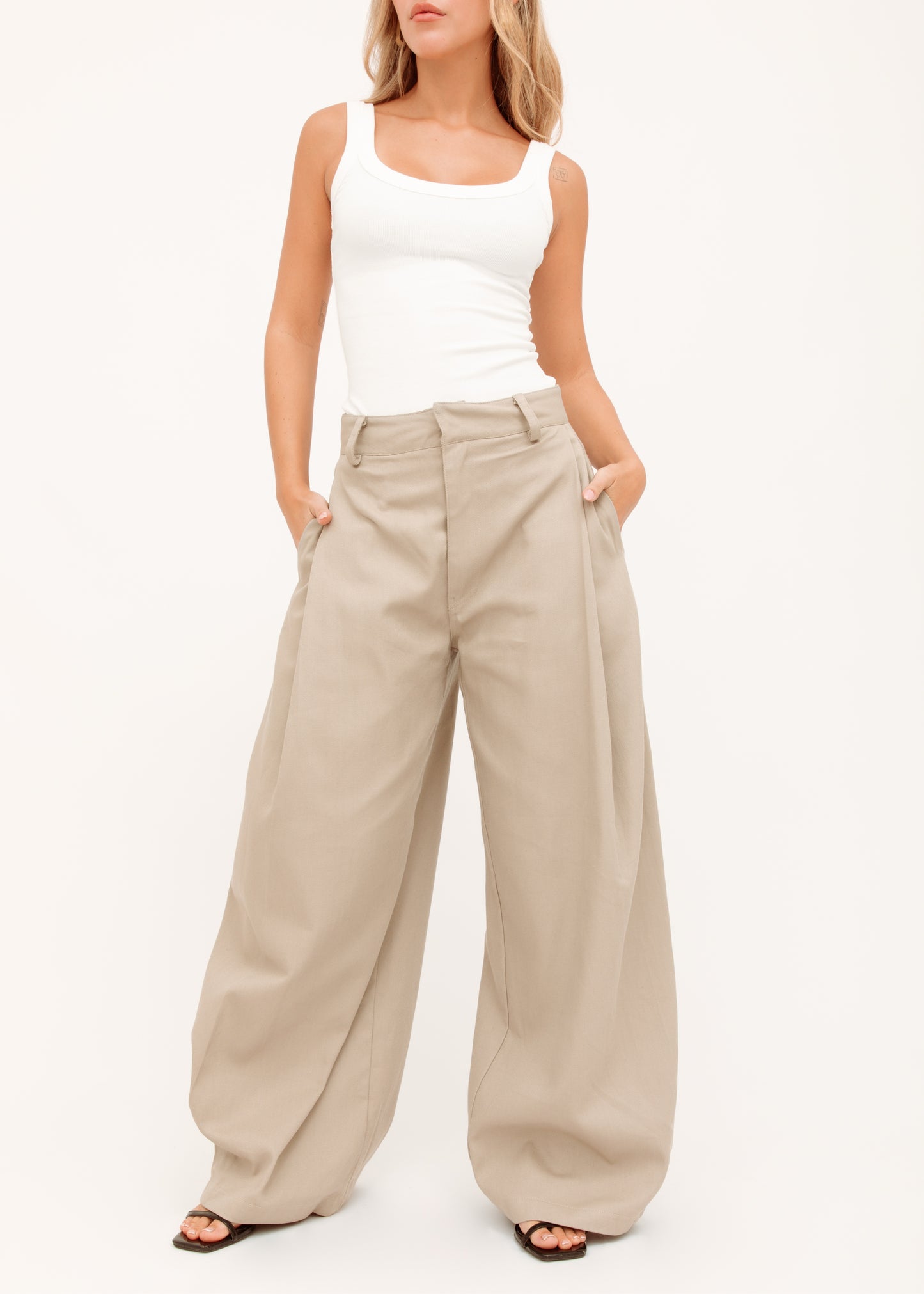 Beige Studio Pants