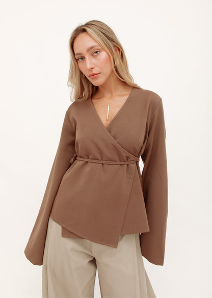 Brown Wrap Top