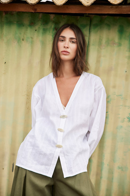 Striped White Buttoned Shirt