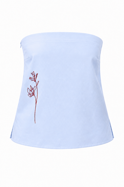 Blue Flower Strapless Top