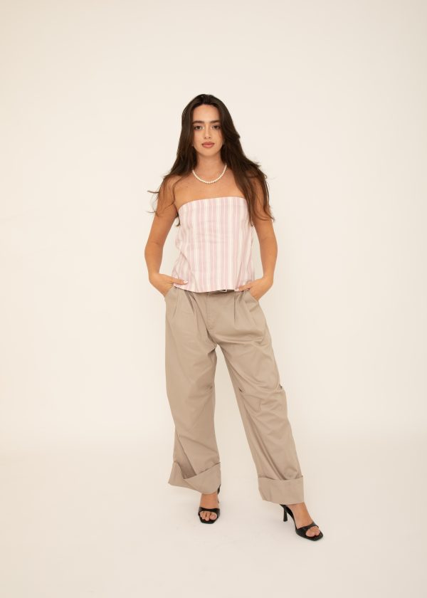 ⁦Pink stripe strapless top⁩ – תמונה ⁦3⁩